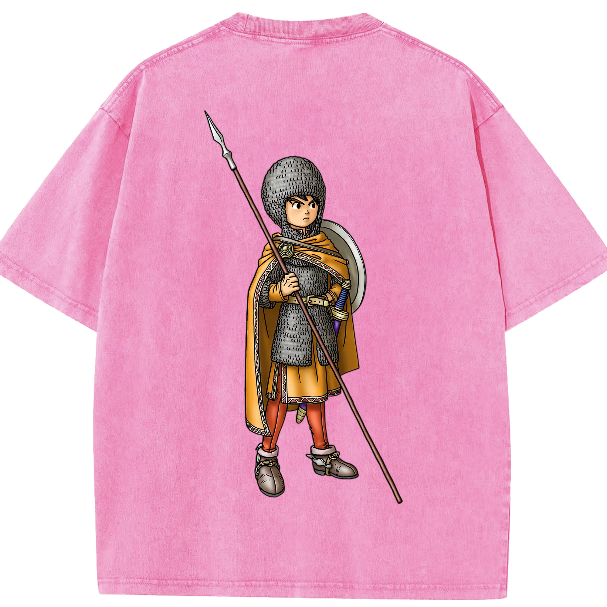 （画像用） ドラゴンクエスト Doragon Kuesuto Dragon Quest 綿100% ヴィンテージ風 半袖Tシャツ（背面プリント）
